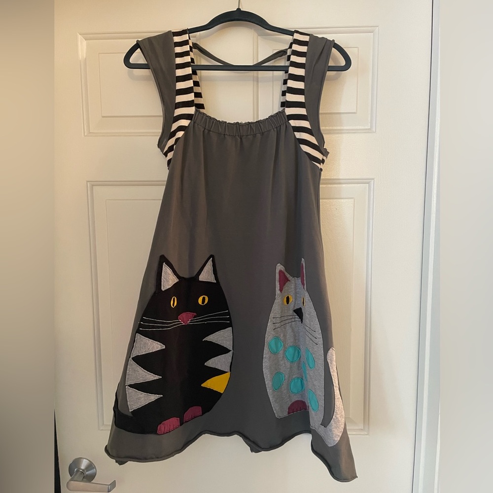 Heel Athens Lab Cotton Jersey Cat Appliqué Dress